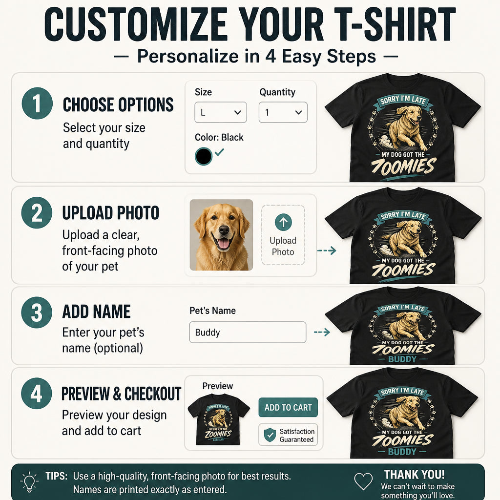 Sorry I’m Late, My Dog Got the Zoomies — Custom Pet Photo T‑Shirt - Personalized T-shirt f2ab993c-95c1-4655-91fa-765314a883c4.jpg