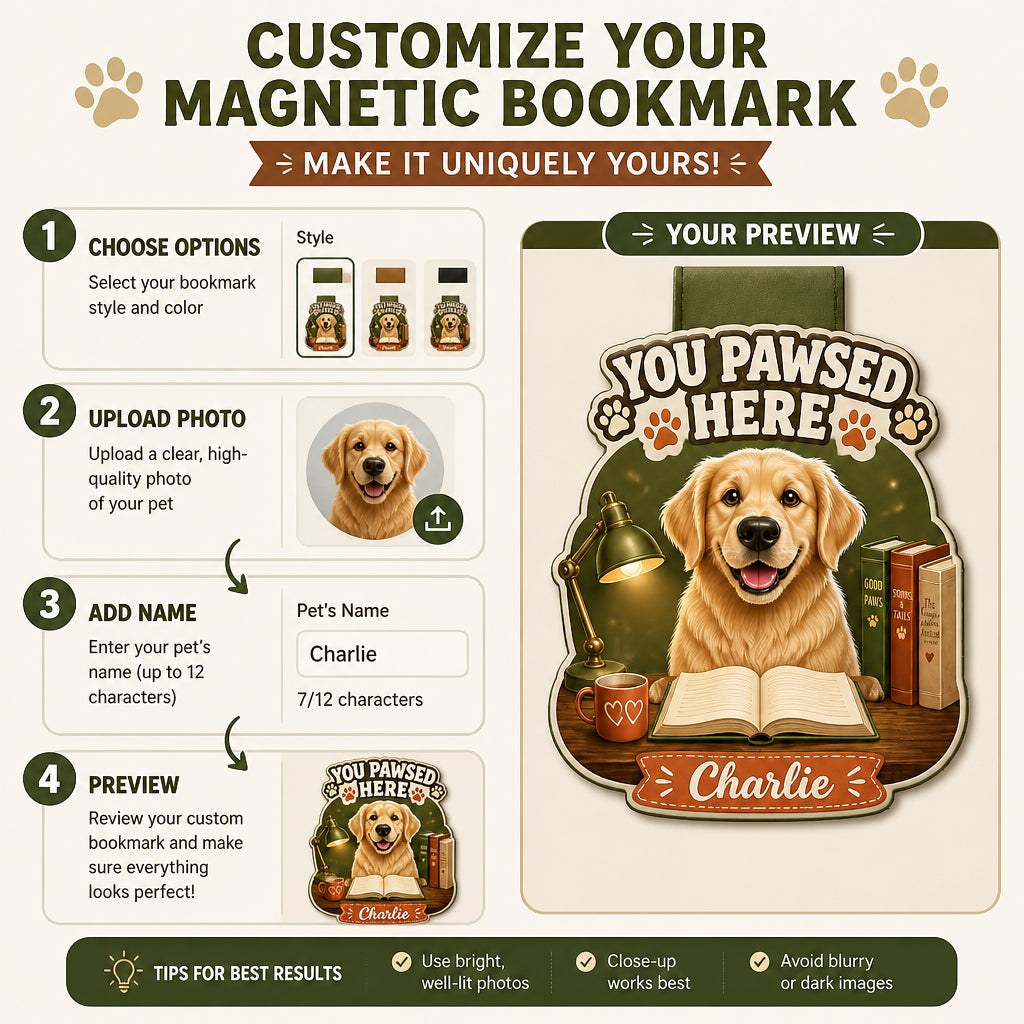 You Pawsed Here Custom Pet Photo Magnetic Bookmark - Personalized Magnetic Leather Bookmark f2c6ae64-7515-48df-bd6f-a526737ea466.jpg