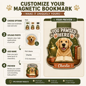 You Pawsed Here Custom Pet Photo Magnetic Bookmark - Personalized Magnetic Leather Bookmark f2c6ae64-7515-48df-bd6f-a526737ea466.jpg