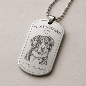 To My Husband Pet Portrait Engraved Dog Tag - Personalized Engraved Dog Tag f30093ac-a535-48b7-9ebe-1dbd49135775.jpg