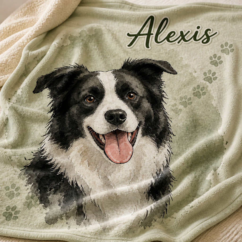 Custom Watercolor Pet Portrait Blanket with Name - Personalized Blanket f30e56eb-2bfb-4c2f-b38a-db05a43b9010.jpg