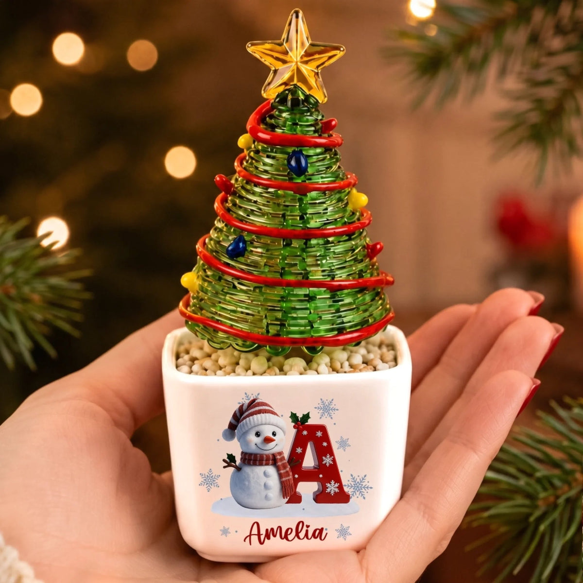 Personalized Glass Christmas Tree Planter with Name – Snowman Holiday Table Decor, Christmas Gift for Kids and Family f31504c6-d630-4180-b8a0-6c42a3e5b29f-2.jpeg