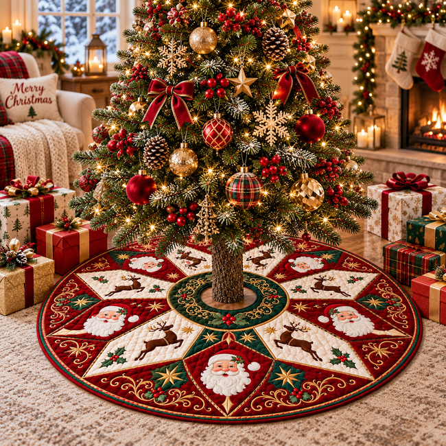 Quilted Christmas Tree Skirt, Santa Reindeer Holiday Decor f3239e5a-4d0a-4ae1-8757-a52db856c603-1b5fa540-bfc2-418f-80e0-5dc2767c8132.png