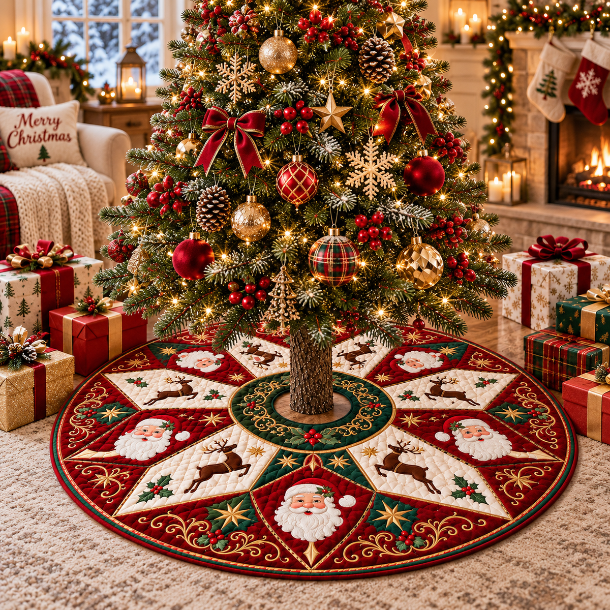 Quilted Christmas Tree Skirt, Santa Reindeer Holiday Decor f3239e5a-4d0a-4ae1-8757-a52db856c603-1b5fa540-bfc2-418f-80e0-5dc2767c8132.png