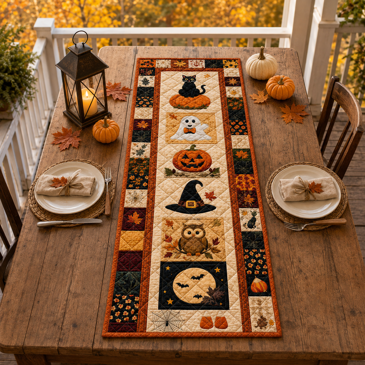 Halloween Quilted Table Runner, Fall Autumn Patchwork Decor, Pumpkin Witch Owl Print f338d781-e424-49f9-b1aa-0fb10c417555-4.png