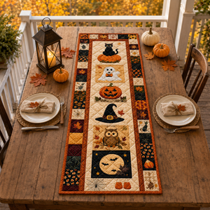 Halloween Quilted Table Runner, Fall Autumn Patchwork Decor, Pumpkin Witch Owl Print f338d781-e424-49f9-b1aa-0fb10c417555-4.png