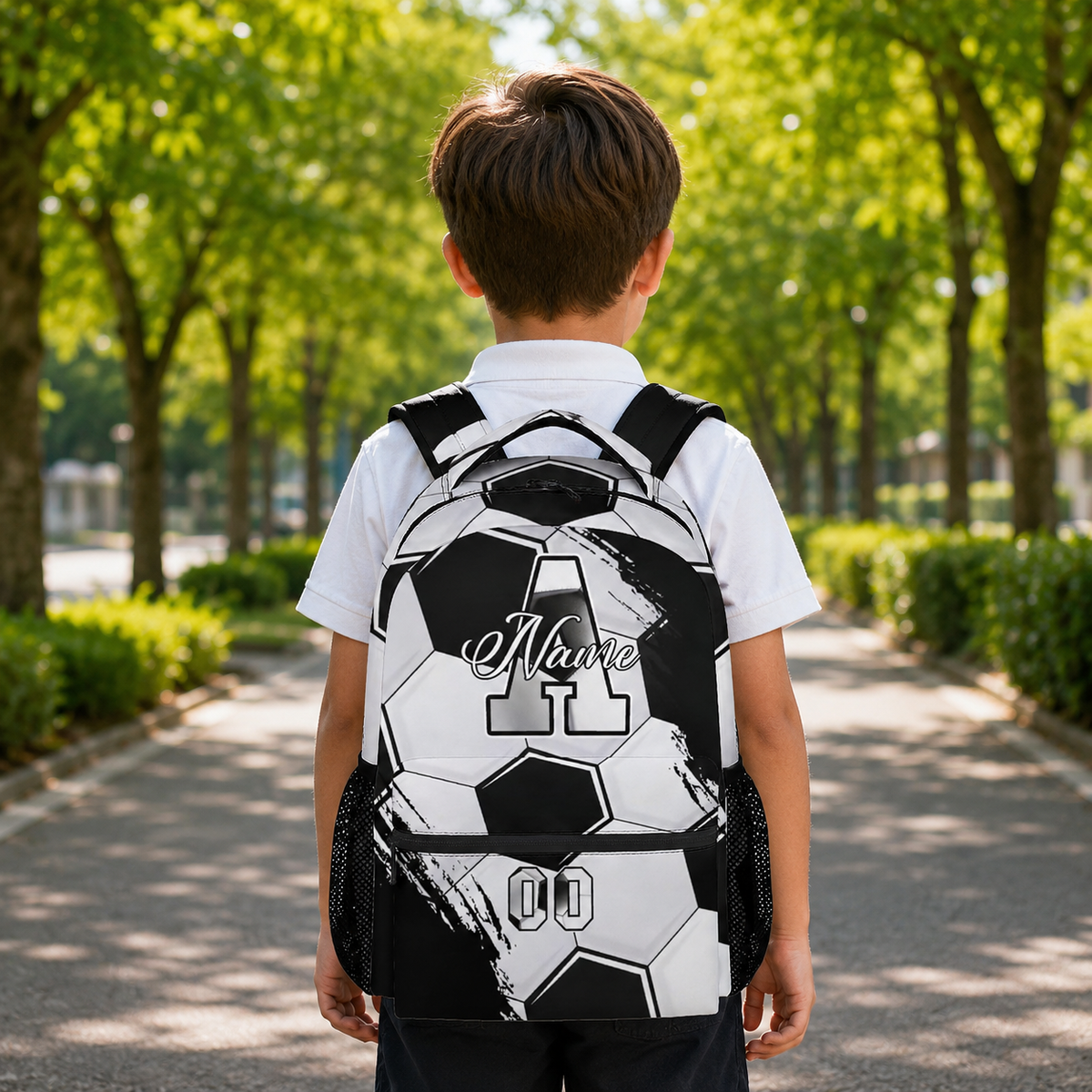 Backpack for Boys - Custom Name Kids Monogram Soccer Backpacks for Youth Soccer Player/School/Primary with Adjustable Straps