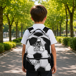 Backpack for Boys - Custom Name Kids Monogram Soccer Backpacks for Youth Soccer Player/School/Primary with Adjustable Straps