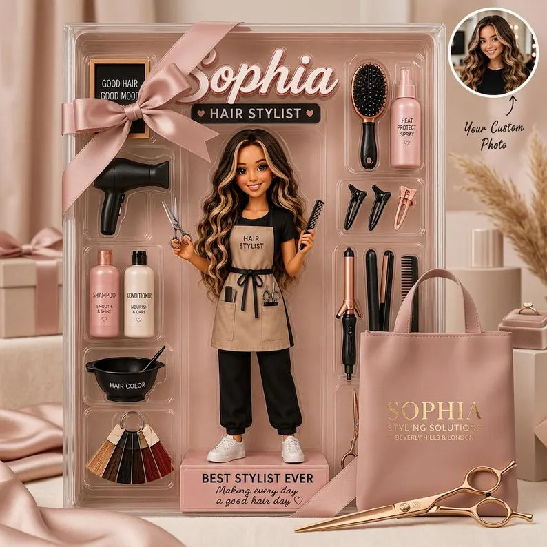 Custom Hair Stylist Acrylic Plaque, Personalized Hairstylist Figure Gift, Salon Station Decor, Hairdresser Appreciation Gift f34ec2d4-6007-4dc5-8f15-78a518a71add-dre-1-.webp