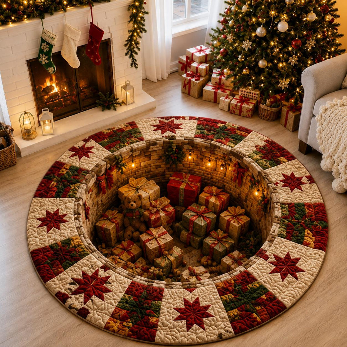 Santa Claus 3D Illusion Round Rug, Spiral Staircase Christmas Vortex Floor Mat, Non Slip Xmas Area Rug, Holiday Home Decor Gift f37e73b1-cd09-4b70-a885-ad1cebf33620-4.jpg