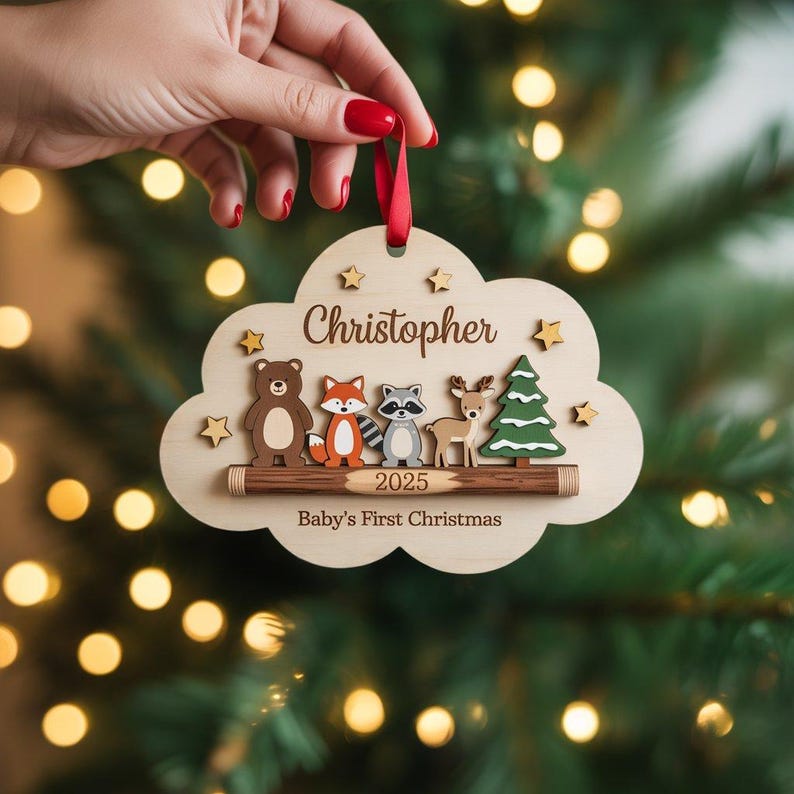 Personalized Baby’s First Christmas Ornament 2025, Custom Woodland Animal Ornament, Newborn Keepsake Gift for Baby Boy or Girl f38d80e4-60e4-4f72-a857-4a6544405072-po1.jpg