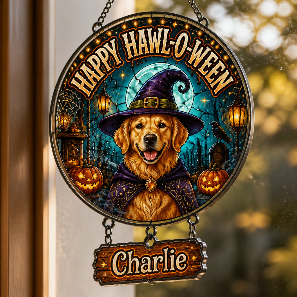 Happy Hawl‑O‑Ween Personalized Pet Portrait Garden Flag - Personalized 1 Layered Suncatcher with Charm f39ef88f-e495-4463-99bb-6c27b35d592c.jpg