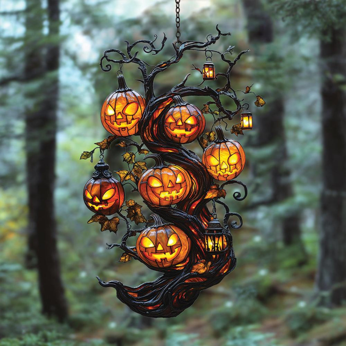 Halloween Pumpkin Tree Stained Acrylic Suncatcher, Spooky Jack-o’-Lantern Window Hanging Decor, Autumn Gothic Sun Catcher Gift f3a9b9f9-e351-4f42-a4a2-3094996027ca-1.jpg