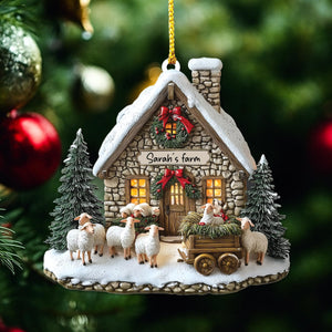 Personalized Sheep Farm 2D Flat Acrylic Ornament, Christmas Tree Decor, Gift For Farmer, Christmas Farm Home Decor f3b976da-c666-4a06-a59a-48654a98920b-4.jpg