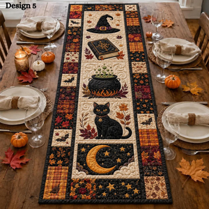 Halloween Quilted Table Runner, Fall Table Runner, Pumpkin Cat Ghost Bat Table Decor, Spooky Autumn Dining Table Runner Halloween Home Decor f3c525b9-971e-4c1d-a386-41d22283a988-design-5.png