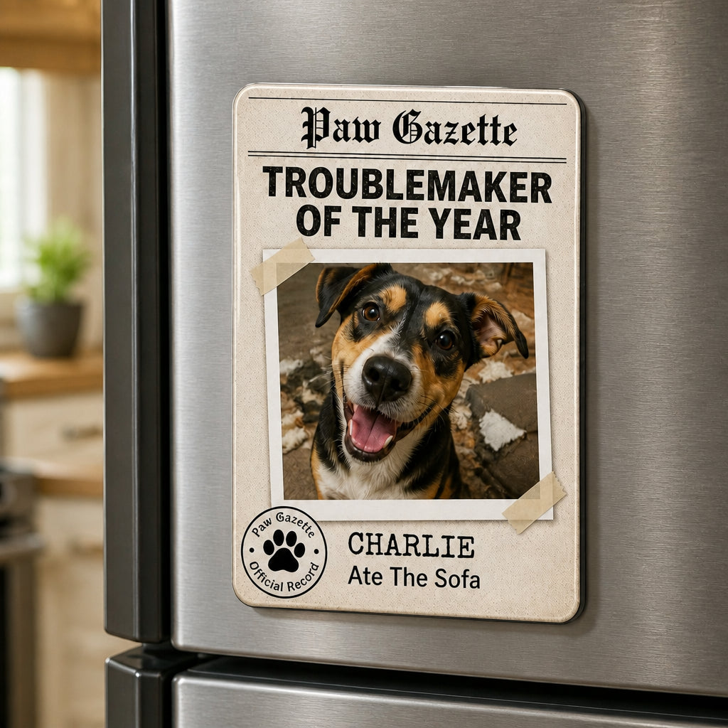 Troublemaker of the Year Pet Newspaper Magnet - Personalized Custom Shape Fridge Magnet f3ee29e8-3b93-45a9-974c-03be609eeaf7.jpg