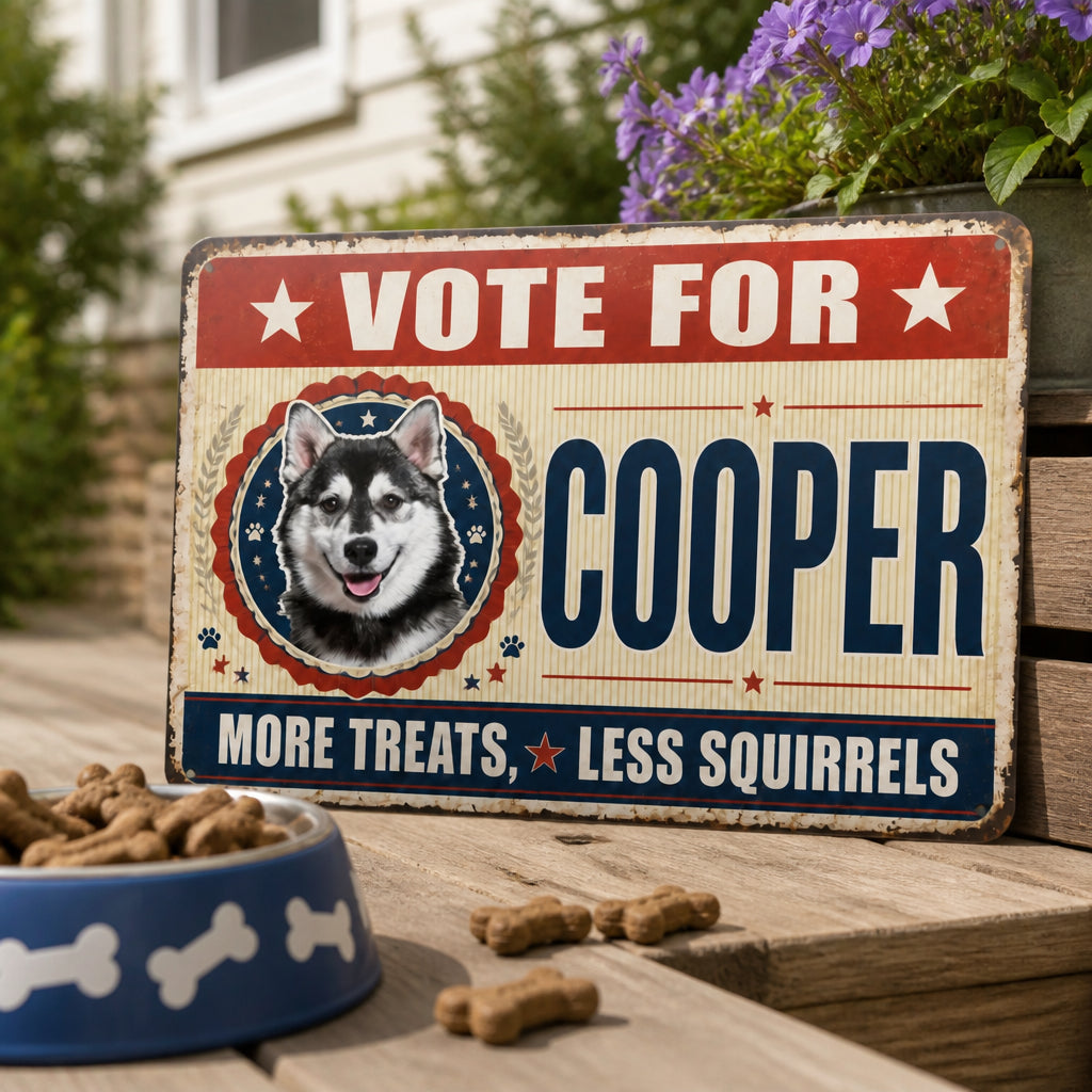 Vote For Your Dog – More Treats, Less Squirrels Metal Sign - Personalized Metal Sign f3f0619e-5f19-4ffa-8026-3fe758870dd8.jpg