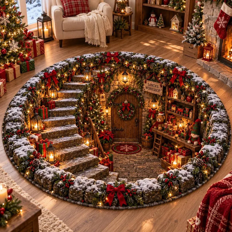 Quilted Round Christmas Workshop Rug, Festive Santa Village 3D Floor Decor f41a9d94-5b2c-4dfb-a74c-1c1c69fdc007-bbvbv-1-.webp