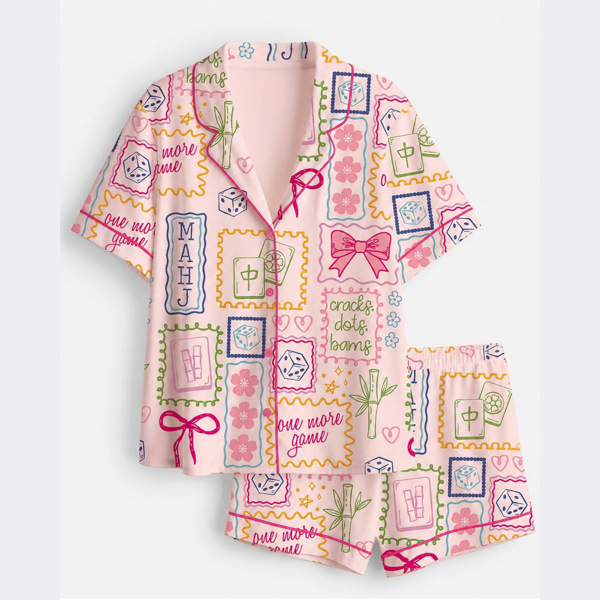 Mahjong Pajama Set – Board Game Loungewear – Gift for Mahjong Lover - Matching Sleepwear f4216fc1-d9a3-48b2-b2f7-3aad6a6c8d18-3.png