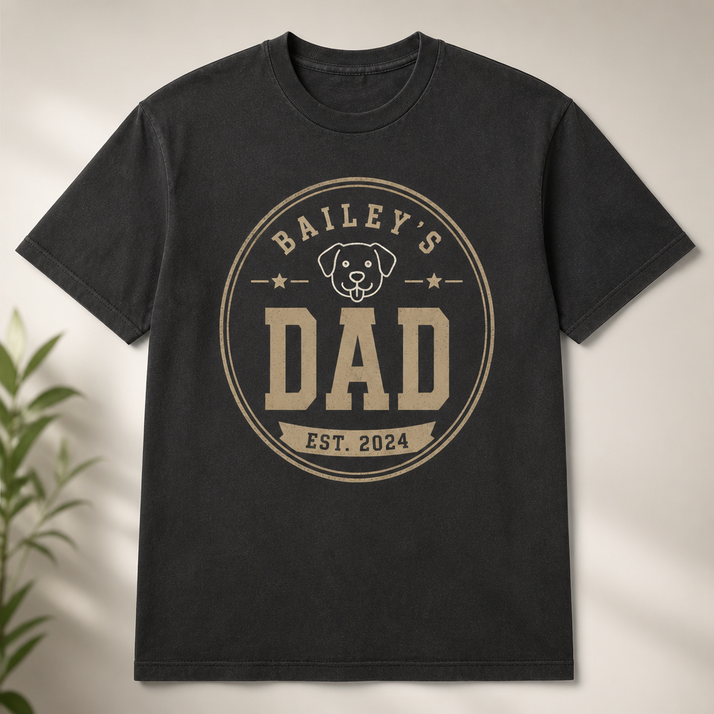 Pet Name’s Dad – Est. Year Retro Badge Tee - Personalized T-shirt f44fea8f-bcfd-4323-a660-ffb23d9dc81a.png