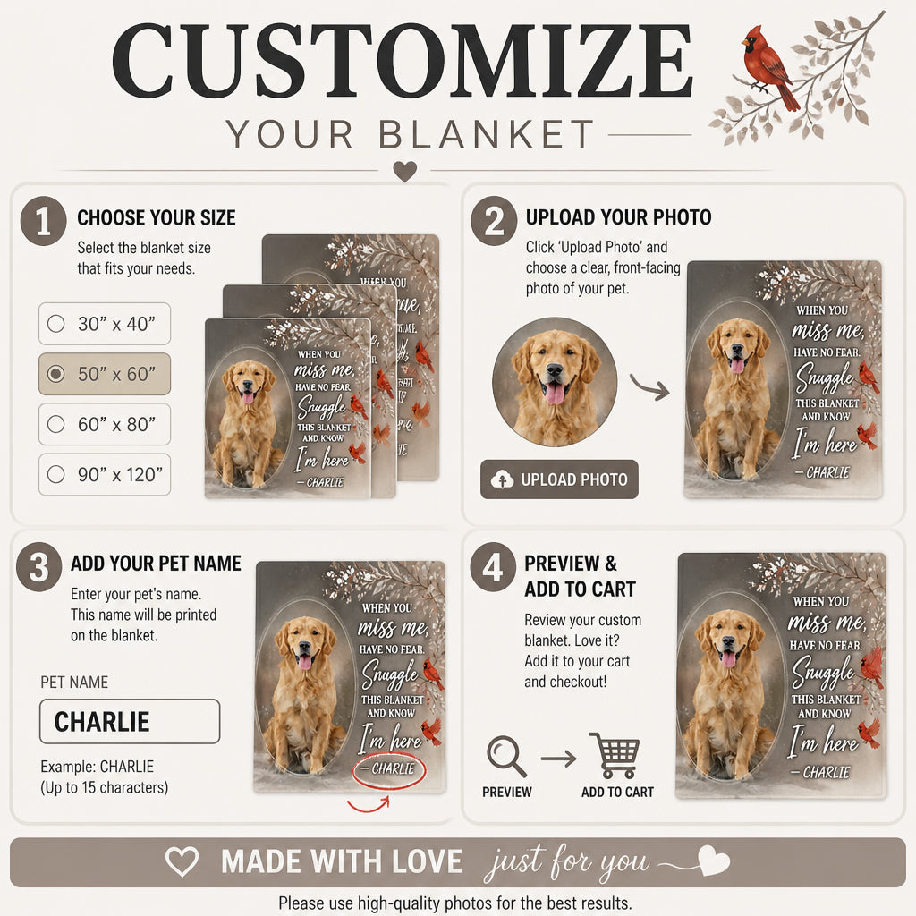 Pet Memorial Photo Blanket – "When You Miss Me" with Cardinals - Personalized Blanket f452f49d-06a5-415d-9cb1-818a6b77219d.jpg