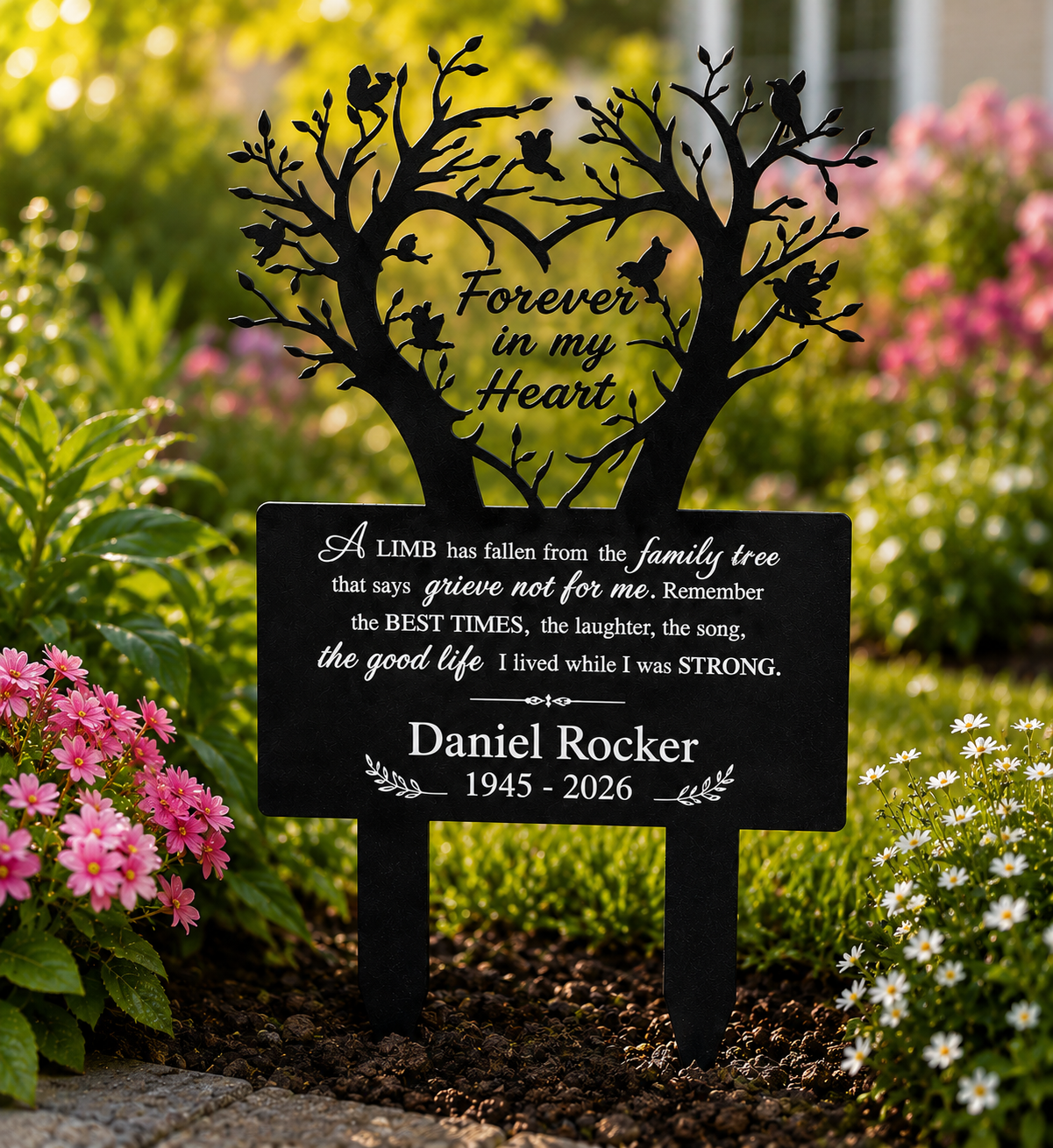 Personalized Garden Stake Graves Cemetery Decorations , Metal Memorial Grave Markers Family Tree Graveyard Commemorative Plaque For Dad Mom Remembrance Plaque Stake Sympathy