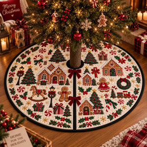 Vintage Nutcracker Quilted Christmas Tree Skirt, Gingerbread Village Mat f461b38a-2a71-49ad-bd4e-73cc6af369d5-4.jpg