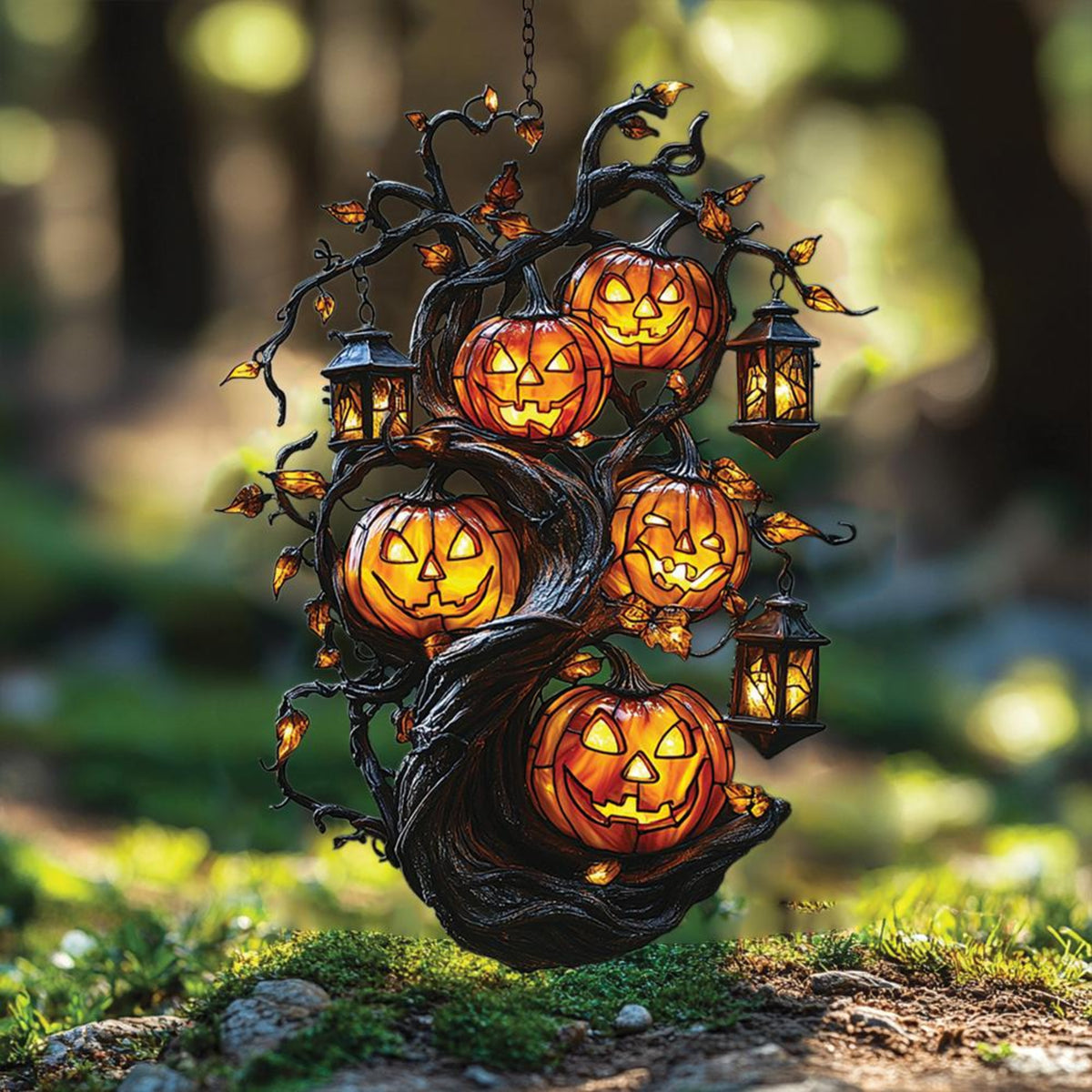 Halloween Pumpkin Tree Stained Acrylic Suncatcher, Spooky Jack-o’-Lantern Window Hanging Decor, Autumn Gothic Sun Catcher Gift f469470c-8b3c-4e89-b0d1-13968a0134f2-5.jpg