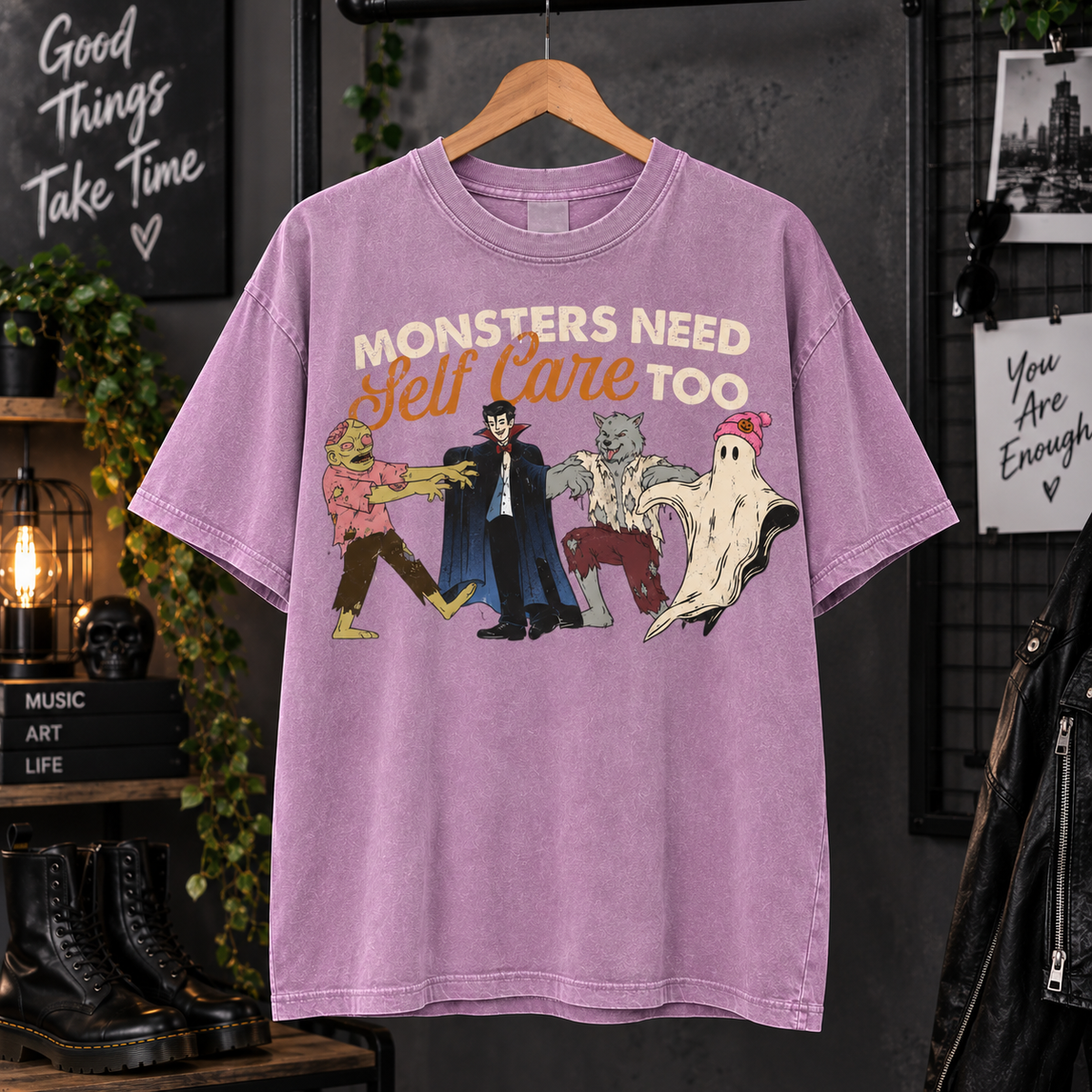 Monsters Need Self Care Too Shirt, Retro Halloween Mental Health Tee, School Counselor Gift, Therapist Shirt, Spooky Season T-Shirt f4734da8-fb19-430b-b760-56ac3d9528cf-u3.png