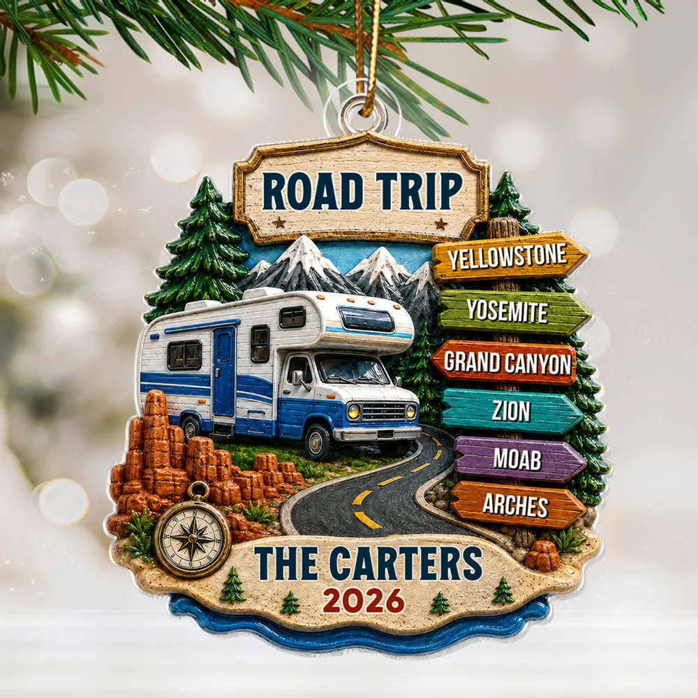 Trending Road Trip Travel Adventure - Personalized 3D Real Raised Details Ornament - Vacation Gifts For Couple, Family f47f2e31-be72-42ba-aeb5-9698376a68d6-1.webp