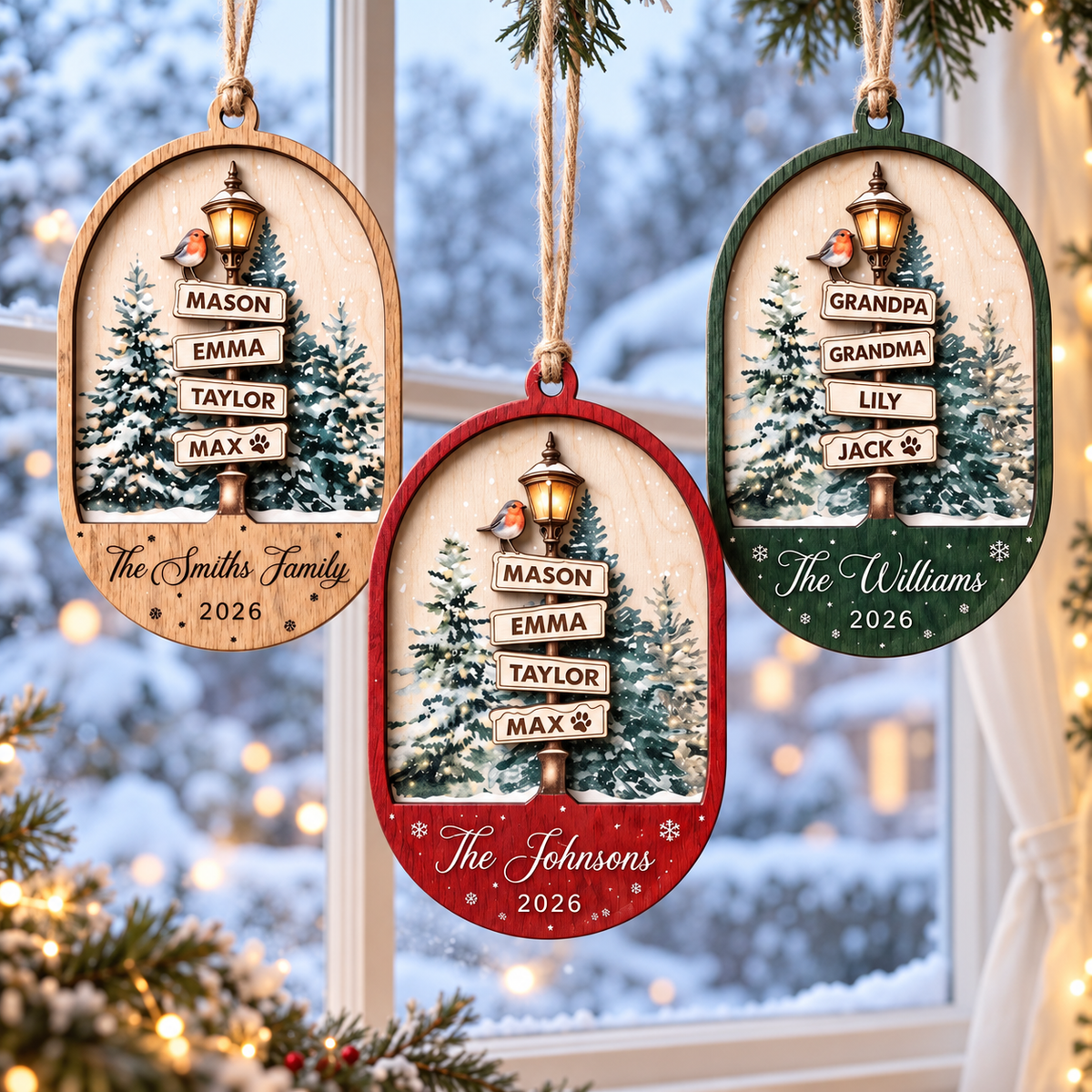 Family Names Christmas Ornament, Family of 3 4 with Pets, up to 20 Members, Personalized Family Ornament, 2-Layered Wood Ornament With Names f47ff8f3-9961-4b38-b197-f8da222f2353-banner-1.png