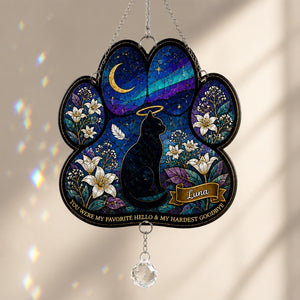 Paw Stained-Glass Cat Memorial Suncatcher — Name Personalization - Personalized 1 Layered Suncatcher with Charm f483e30c-1777-4d68-aaaf-f409f176e2c9.jpg
