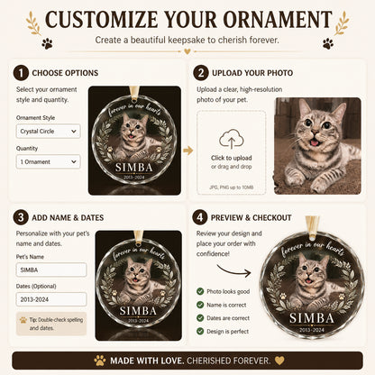 Pet Memorial Photo Ornament - Forever In Our Hearts - Personalized Crystal Ornament f489f49c-0194-4da4-b579-0e18c521e49b.jpg