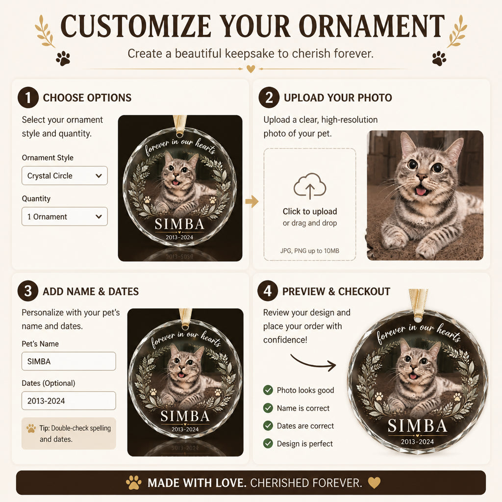 Pet Memorial Photo Ornament - Forever In Our Hearts - Personalized Crystal Ornament f489f49c-0194-4da4-b579-0e18c521e49b.jpg