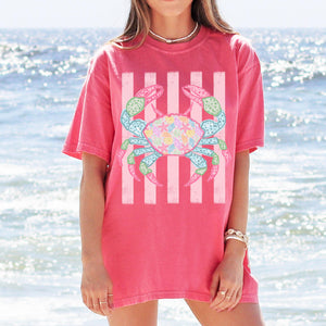 Comfort Colors Crab Shirt - Preppy Crab Graphic T-shirt - Boho Summer Beach Shirt - Retro Print Nautical Image TShirt f49b317d-594e-49dc-a81b-6a2becce9cac-2.jpg