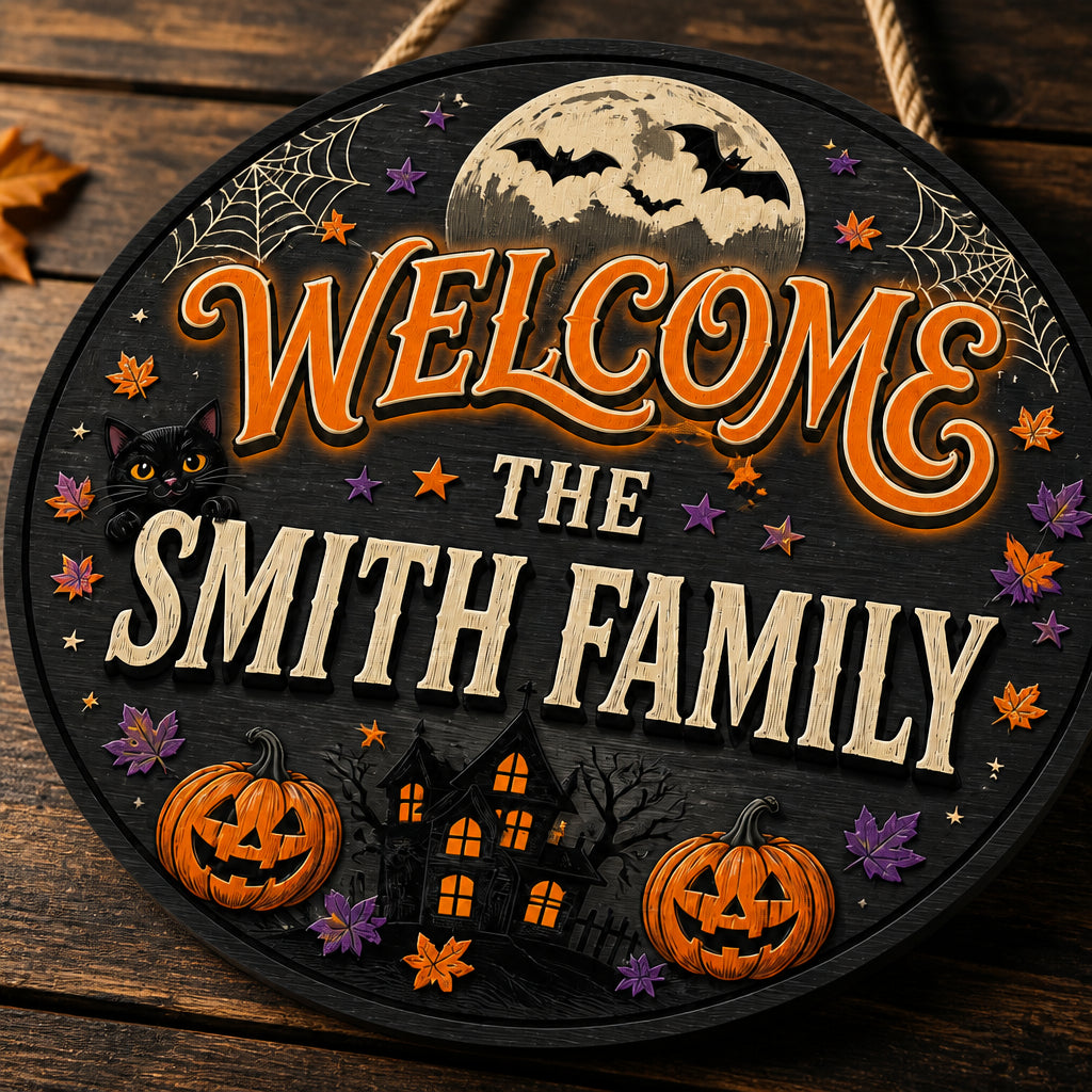 Personalized Halloween Welcome Wood Sign – The {Family Name} Family - Personalized Wood Sign f4bcfabb-624a-41a4-b4e1-cd8328772879.jpg