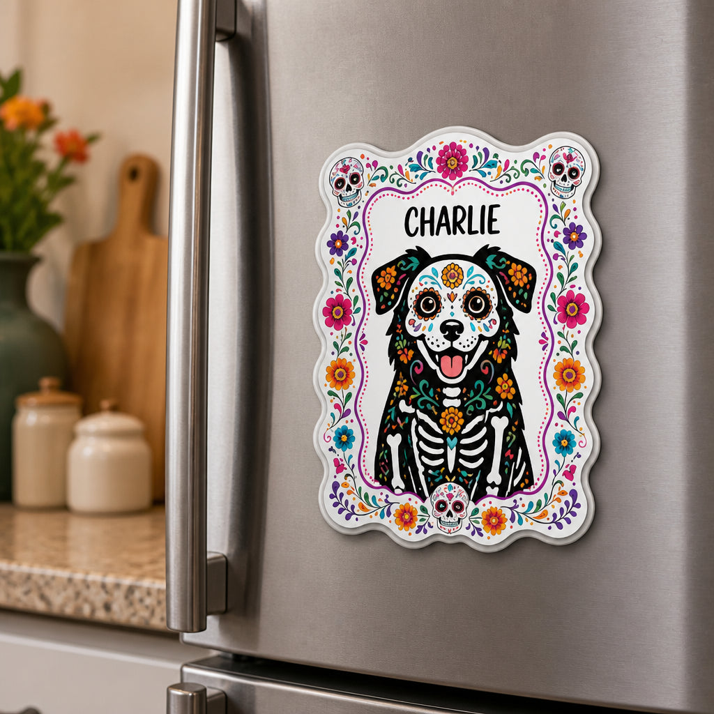 Calavera Pet Portrait Fridge Magnet – Upload Photo & Name - Personalized Custom Shape Fridge Magnet f4cb7a48-2c2f-46d6-b3e4-c80176a7b9b2.jpg