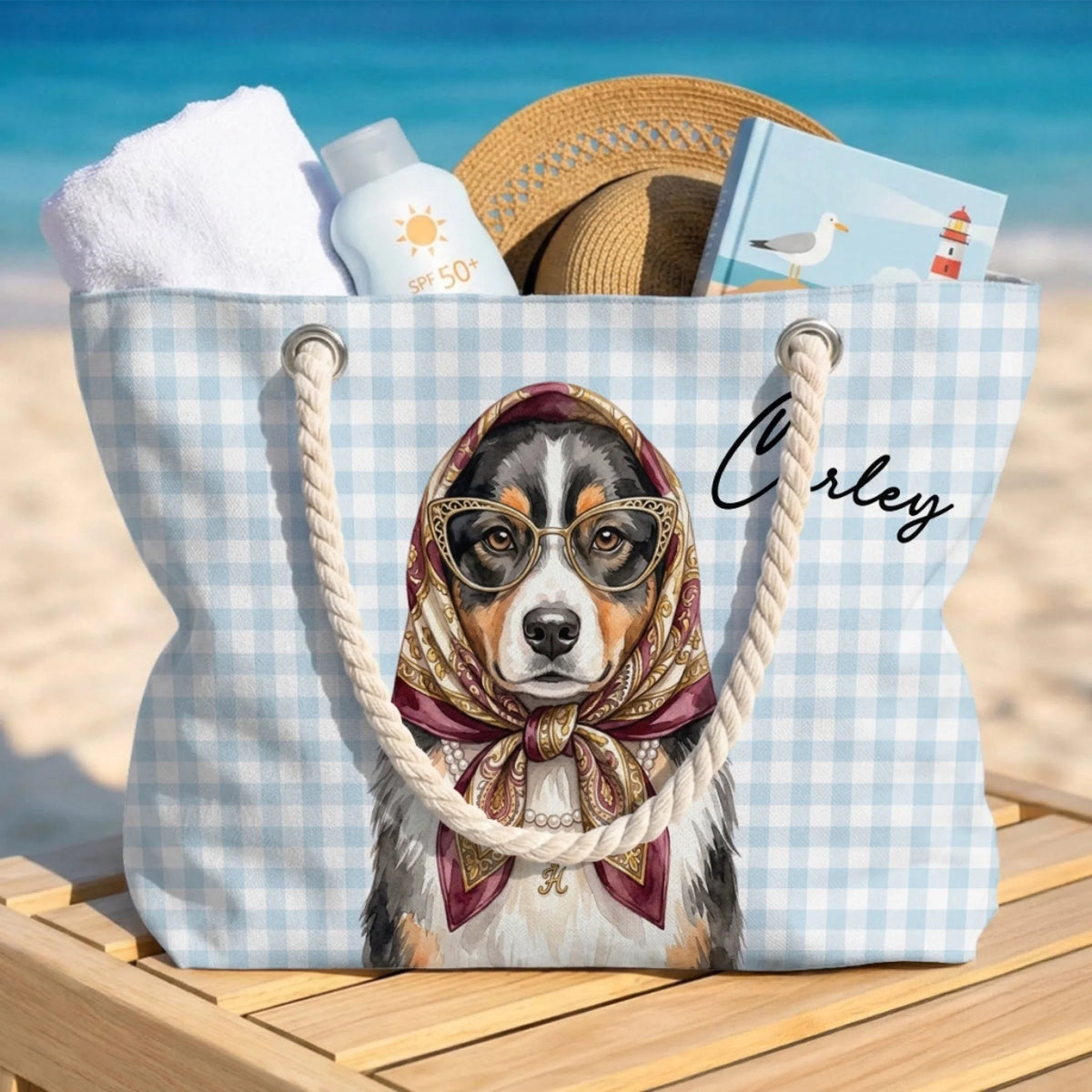 Beachside Barkers With Scarf - Personalized Beach Bag - Summer Gift For Dog Lovers f4e150f9-e50a-4477-aa82-ed6dac0b8c1f-5.jpeg