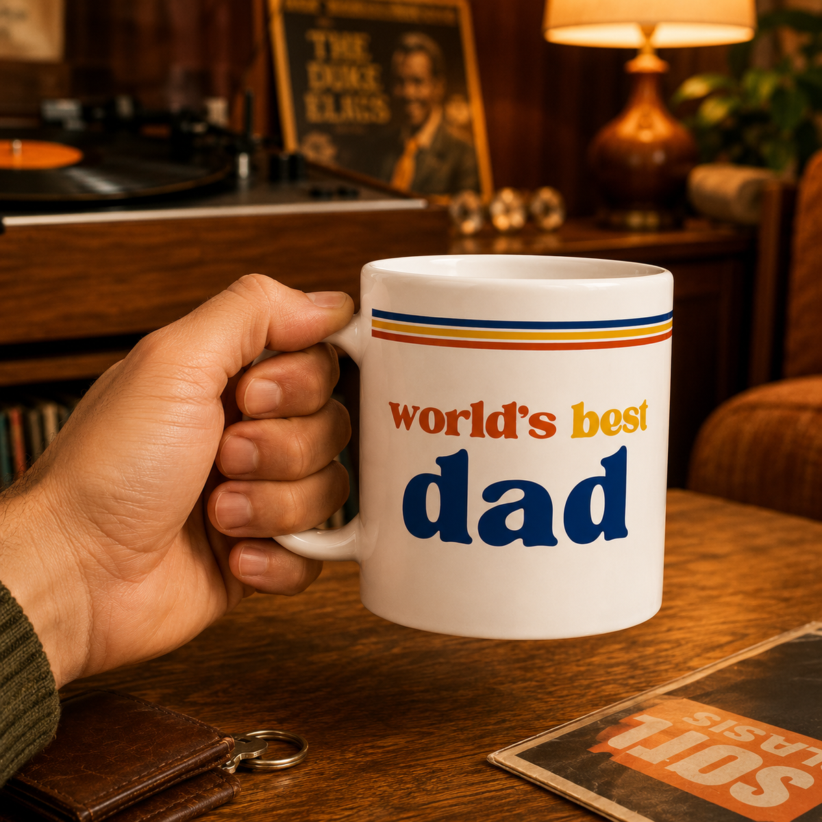 Custom World s Best Dad Photo Mug | Retro 70s Father s Day Gift | Vintage Dad Coffee Cup | New Dad gift | First Father's Day Gift