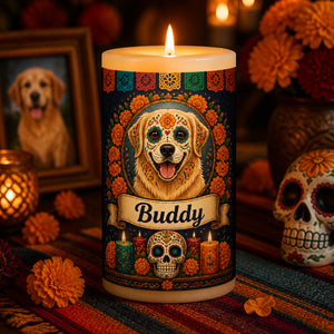 Day of the Dead Pet Candle – Upload Photo to Calavera Art with Name - Personalized Candle f4e4bc9a-daad-4ccd-aa0a-0d08110e93b0.jpg
