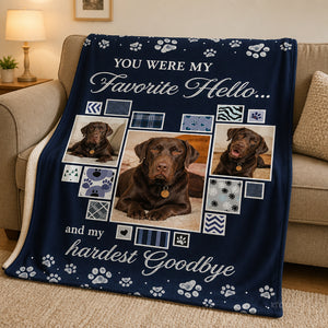 Pet Memorial Photo Blanket - "Favorite Hello, Hardest Goodbye" (3 Photos) - Personalized Blanket f4efe222-8122-4bee-896f-466e18f37945.jpg