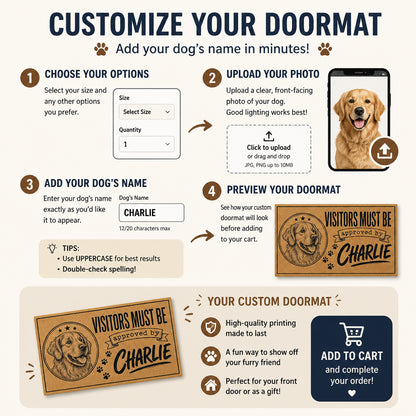 Visitors Must Be Approved By [Pet Name] – Custom Pet Portrait Doormat - Personalized Doormat f4f966e6-24f3-4c0a-8b4a-91866105a8f5.jpg
