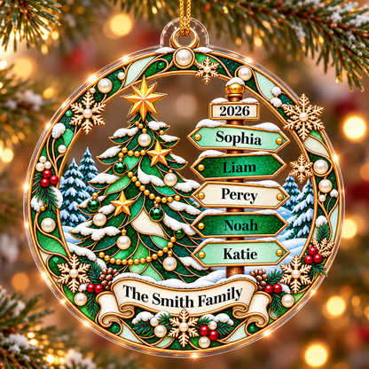 Family Name Sign Post 2D Flat Printed - Personalized Acrylic Ornament - Christmas Tree Decor For Family f4fc1bb8-acca-4168-ab60-539a1fc03b47-1.png