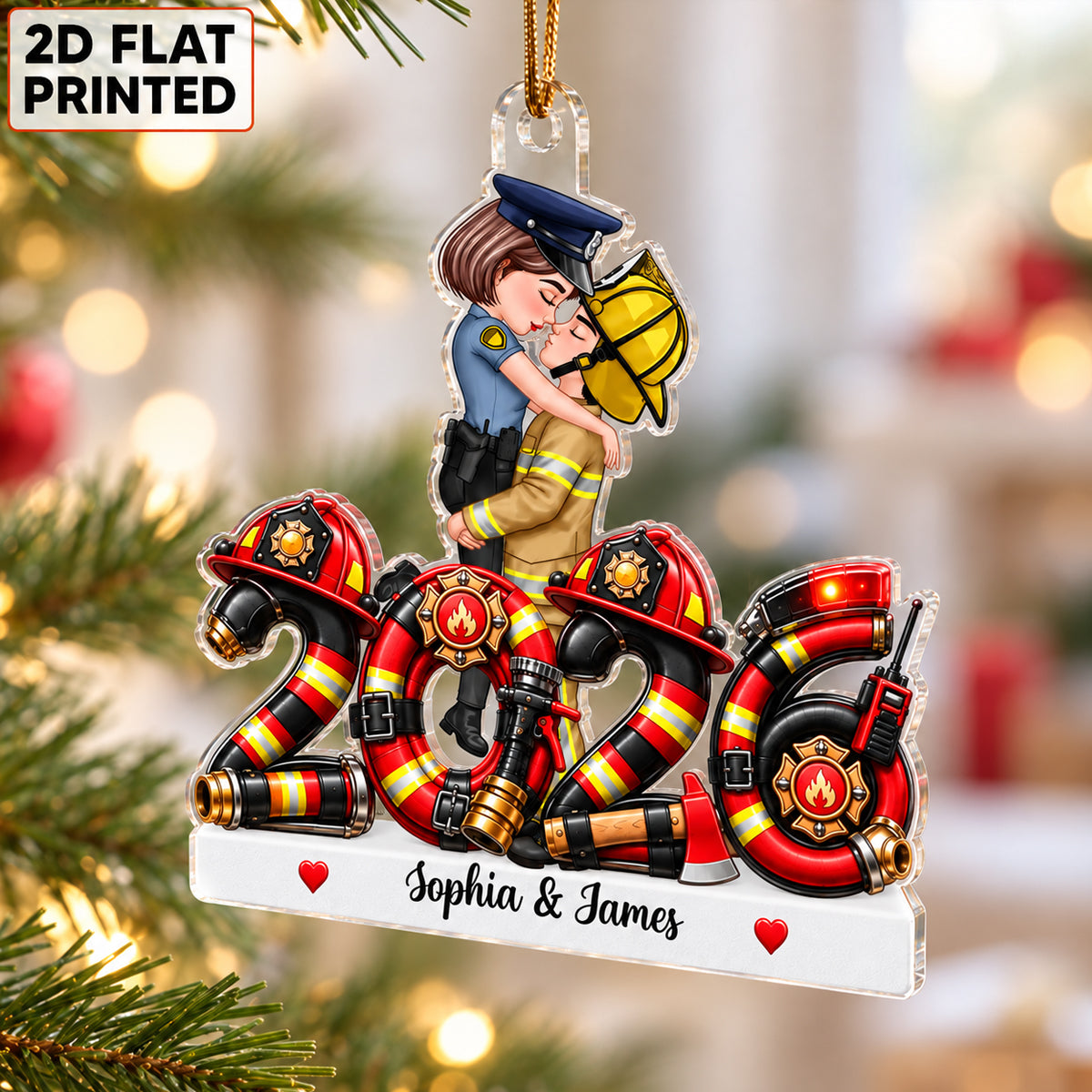 Hero Police Firefighter Nurse Military Couple - Personalized Acrylic Ornament - Christmas Gift For Him, For Her, Husband, Wife f503926f-c789-4384-9064-25c03cdb5593-banner-3.jpg