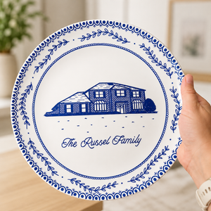 Housewarming Gift Custom House Portrait Plate, Personalized New Home Gift, Printed First Home Illustration, Closing Gift for Home Buyer