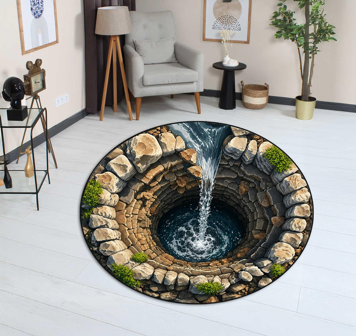 3D Stone Pit Hole Round Rug Optical Illusion Carpet Pool Hole Floor Mat Funny Novelty Rug Indoor Doorway Living Room Decor,printed rug f52b4926-d107-4d10-8a6e-4121f676dc27-2.jpg