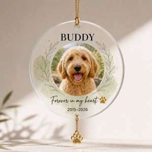 Pet Memorial Photo Ornament — Name & Years - Personalized 1 Layered Suncatcher with Charm f531e4ca-8a08-453f-bad8-2ec24d7a732c.jpg