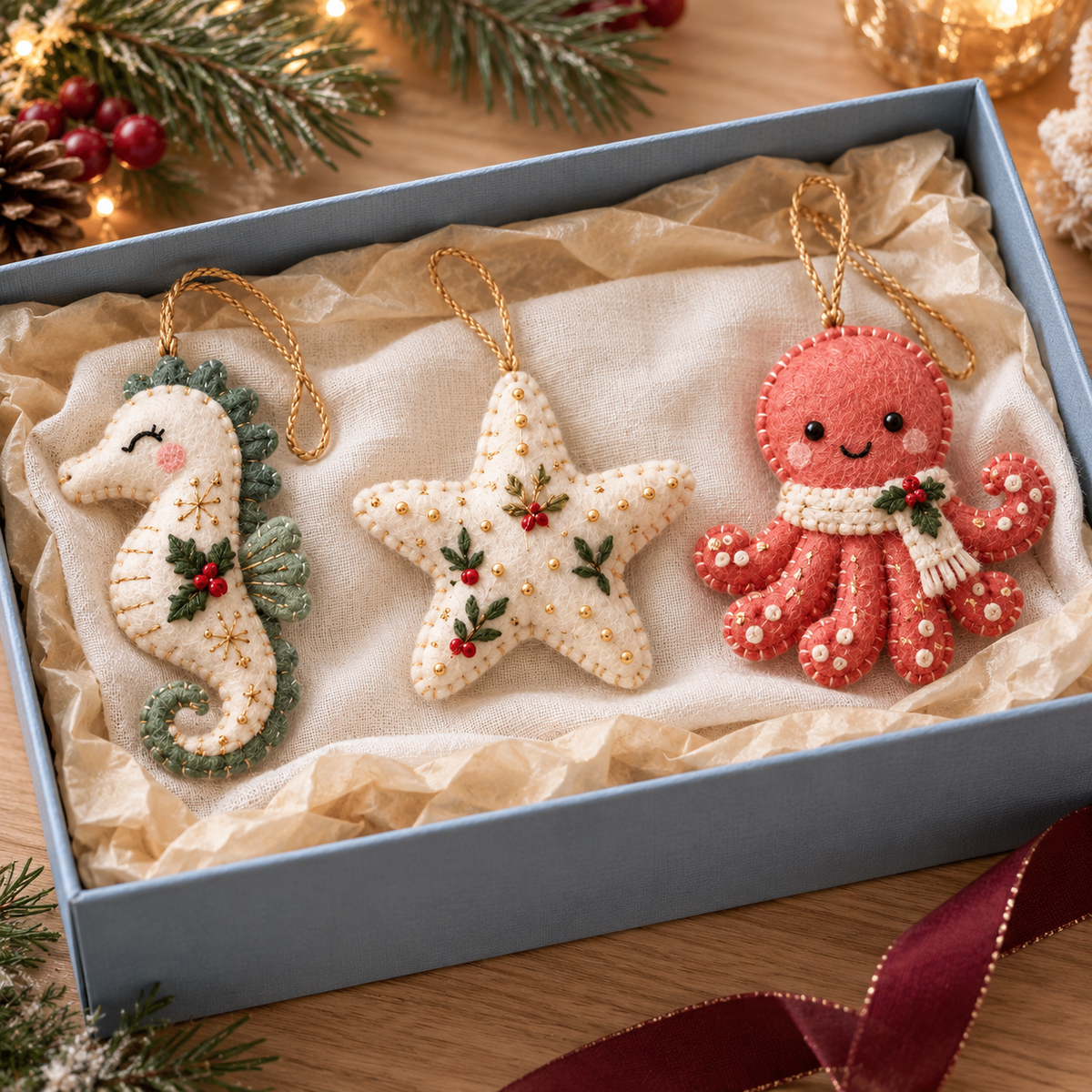 Felt Sea Animal Christmas Ornament, Whale, Turtle or Shark Tree Decoration, Ocean Lover Gift, Coastal Holiday Keepsake f5411c31-741b-4a9e-a4b5-dc237bec2233-Ba-th-bi-n-n-trong-h-p-qu-3.png