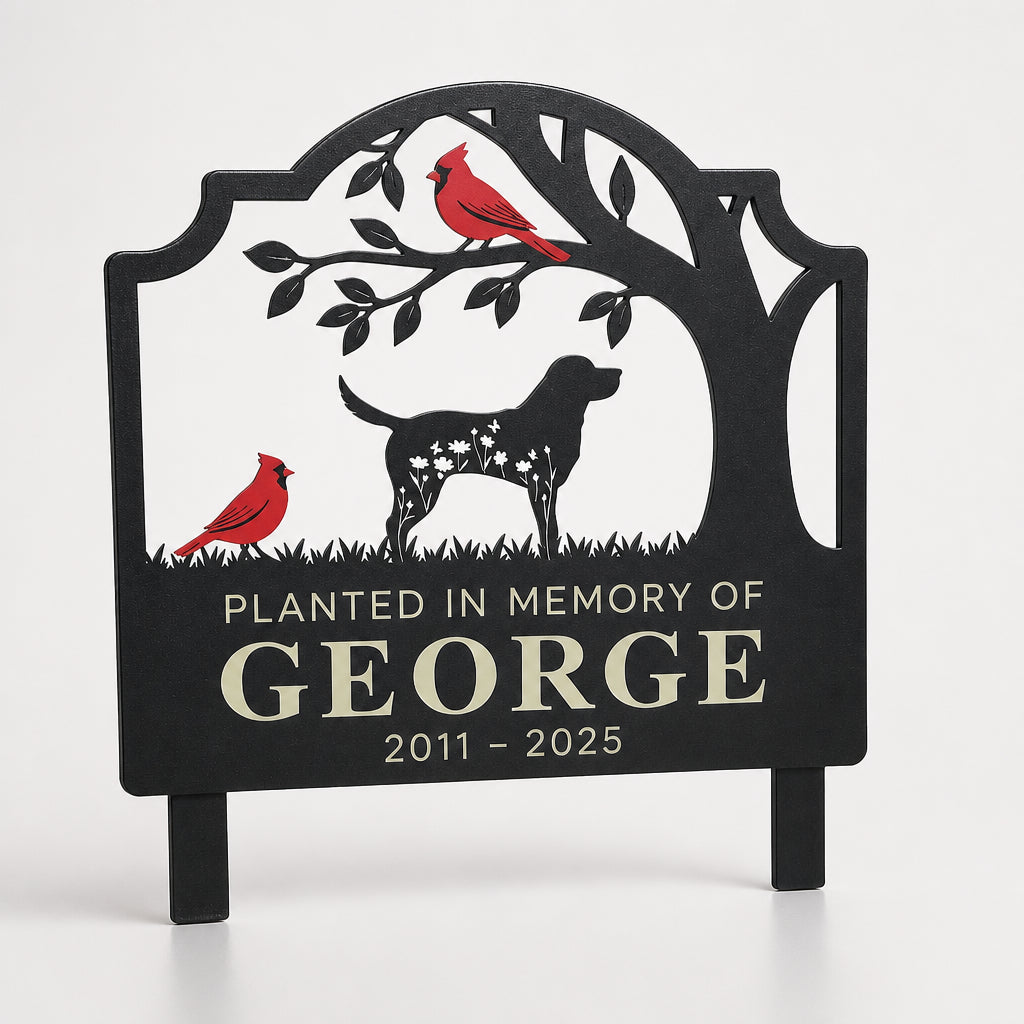 Dog Memorial Cut Metal Garden Stake – Cardinals – Planted In Memory Of [Name] - Personalized Cut Metal Sign f572ae83-a235-4c3f-a487-6c5c786c10d6.jpg