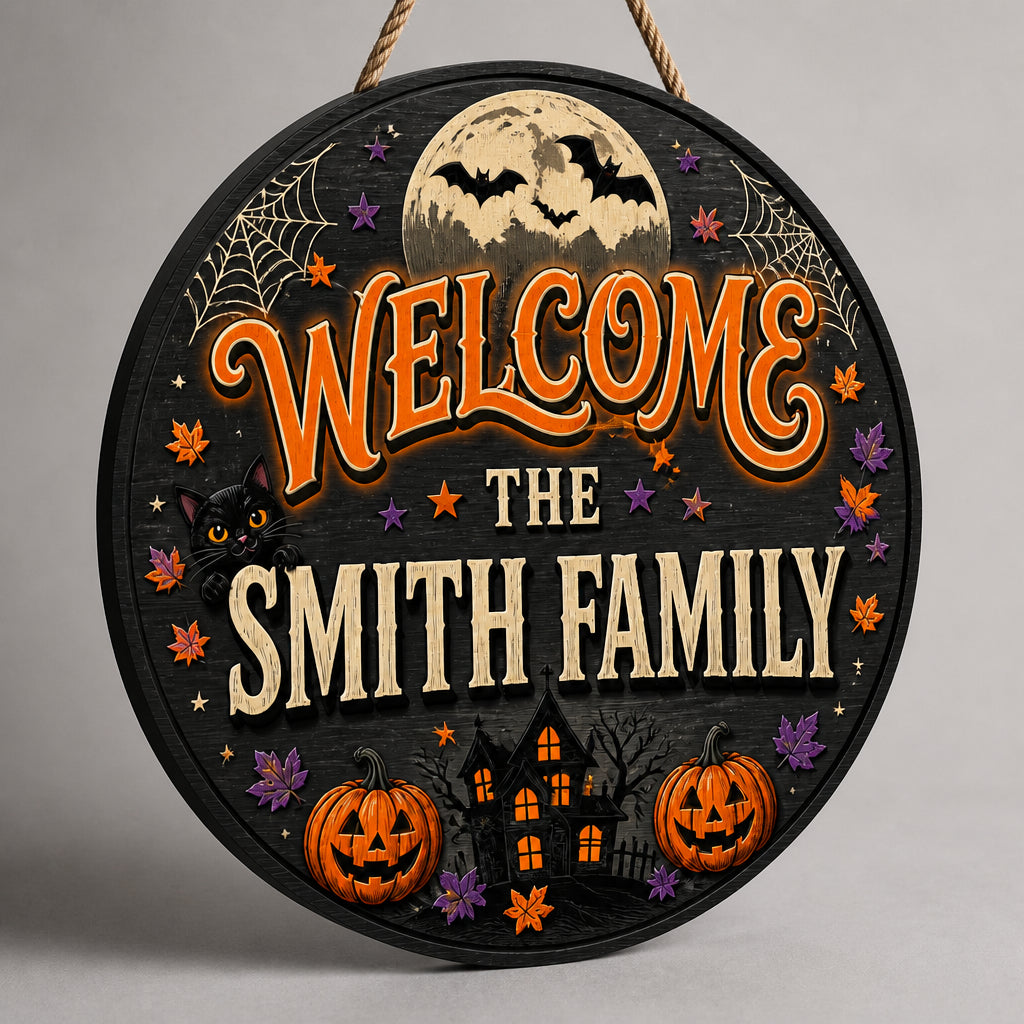 Personalized Halloween Welcome Wood Sign – The {Family Name} Family - Personalized Wood Sign f582bbb9-b0ac-4854-8b6d-bca6eb1e57c4.jpg